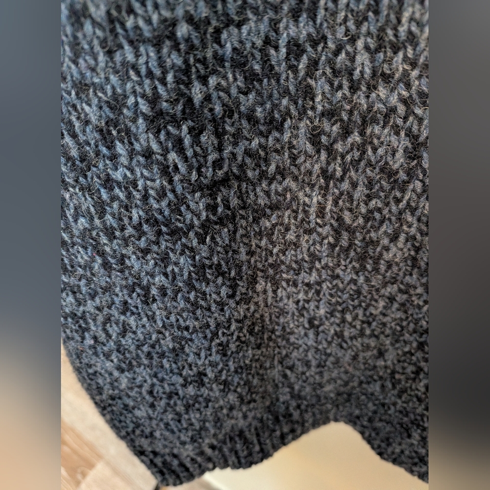 L.L. Bean 100% Lambs Wool VTG Blue Marbled Knit 1/4 Button Up Sweater Size XL - Picture 9 of 12